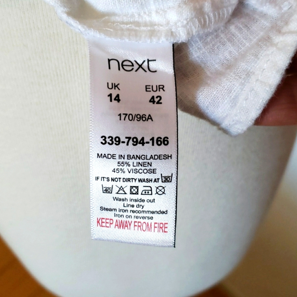 Next White Ruffle One Shoulder Linen Top Size 10 - Picture 6 of 9